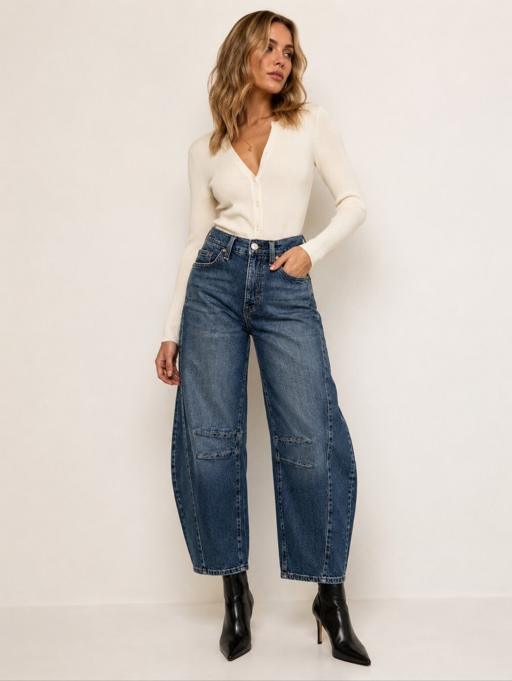 Robert Rodriguez RR High Rise Barrel Leg Jeans Medium Wash Size 6/28